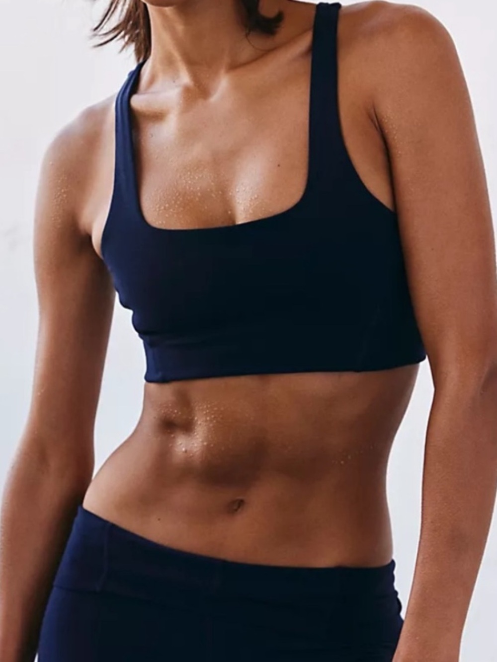 Free People Movement Never Better Square Neck Sports Bra Midnight Navy Size L